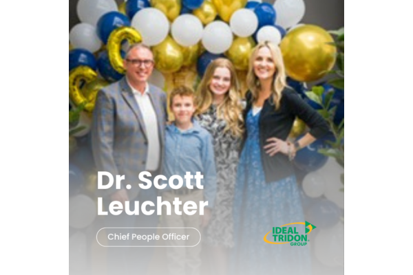 Scott Leuchter, Chief People Officer of Ideal Tridon Group, is seen with his wife and two children.